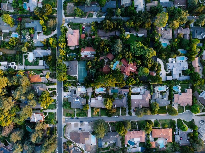 Image d'un quartier à la verticale